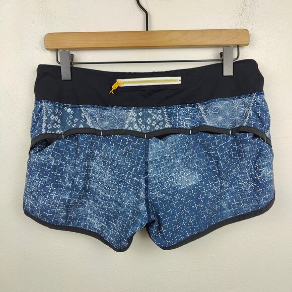 Lululemon Speed Shorts Womens 8 Blue Sashiko Inkwell Lined Running Swift - Picture 4 of 8